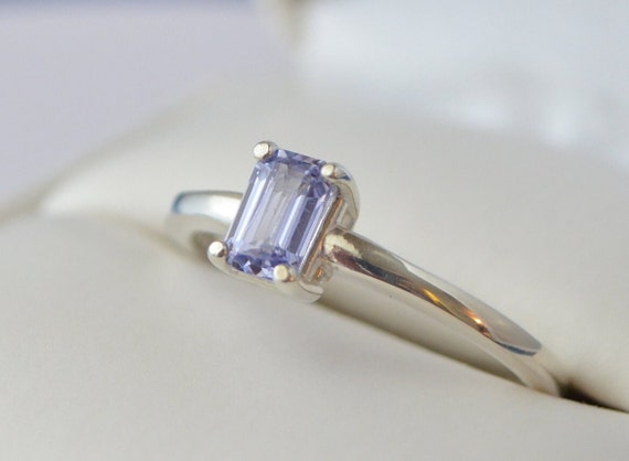 Sapphire Ring in Sterling Silver 0.74 carat-Pastel Blue - Genuine Sapphire Ethically Earth Mined