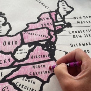 Riesengroßes Ausmalposter der USA, Landkarte mit Bundesstaaten