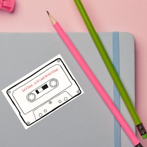 50 notes de cartes postales sur cassette rétro 7 x 5 po, téléchargement numérique drôle de motivation Mixtape inspiré des impressions