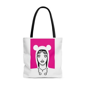 Tote Bag, graphic design, polar bear girl, graphic art, graphic illustration, designer tote bag