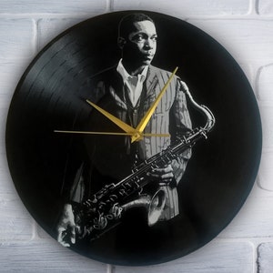 John Coltrane Painted Vinyl Record Clock: Retro Music Lover Gift