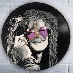 Janis Joplin namalowała retro zegary winylowe hipisowskie