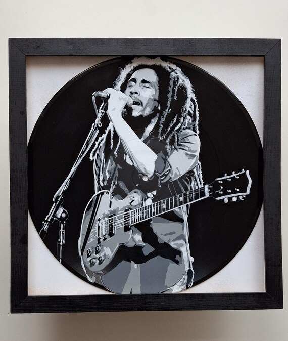 レゲエのビニールレコードアート：額入りボブ・マーリーの絵画 - Etsy 日本