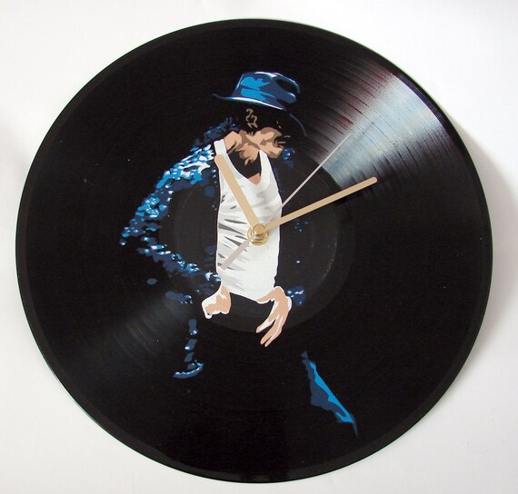 Reloj de discos de vinilo pintado por Michael Jackson Moonwalk Etsy Mexico