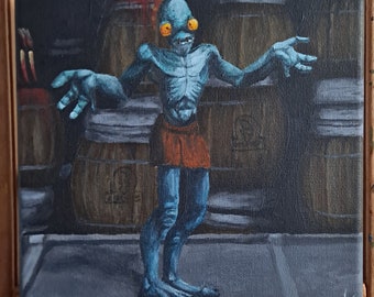 Oddworld Abe acrylic painting on canvas