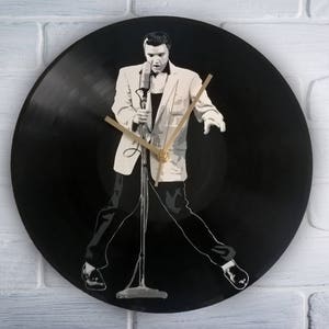 Elvis painted retro vinyl record clock,. Wall clock . Gift for music lover