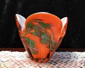 Hand blown glass art bowl , Signed Fred Roberts
