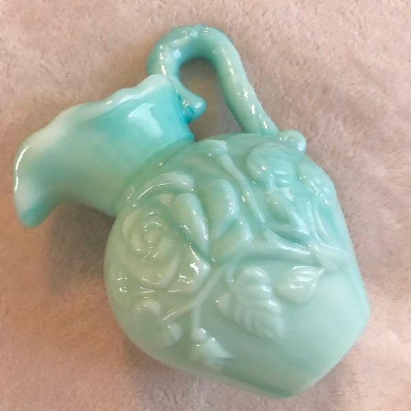 Simple Avon Robins Egg Blue Floral Pitcher