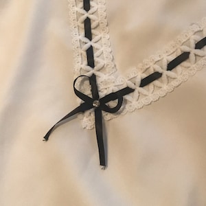 Lolita white blouse with black ribbon