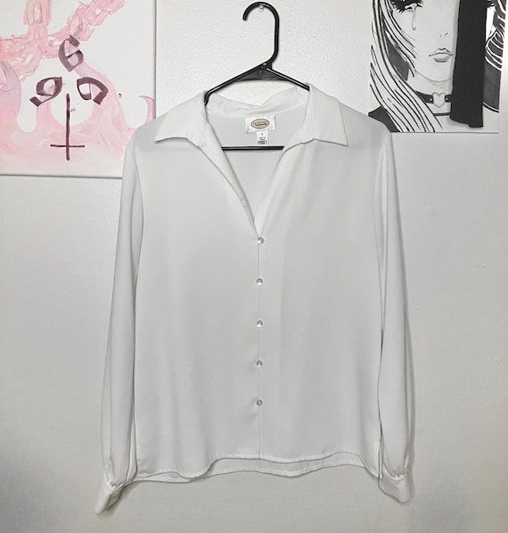 Talbots, 90’s Talbots Women’s Classic White Button Down Dress Top