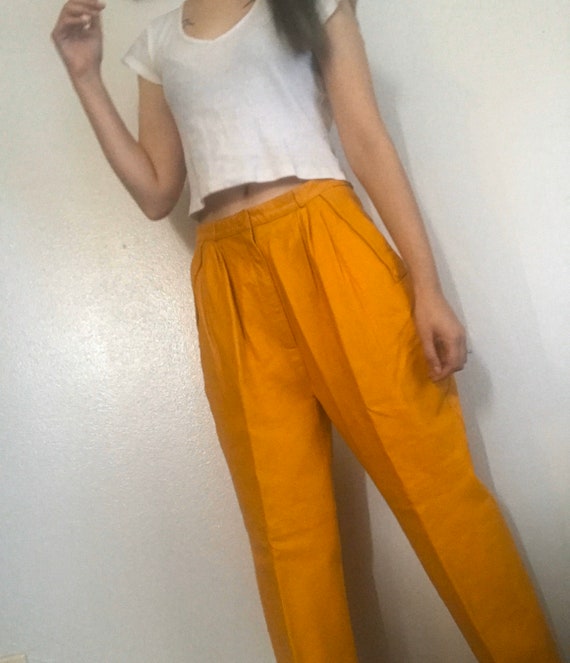 mustard leather pants