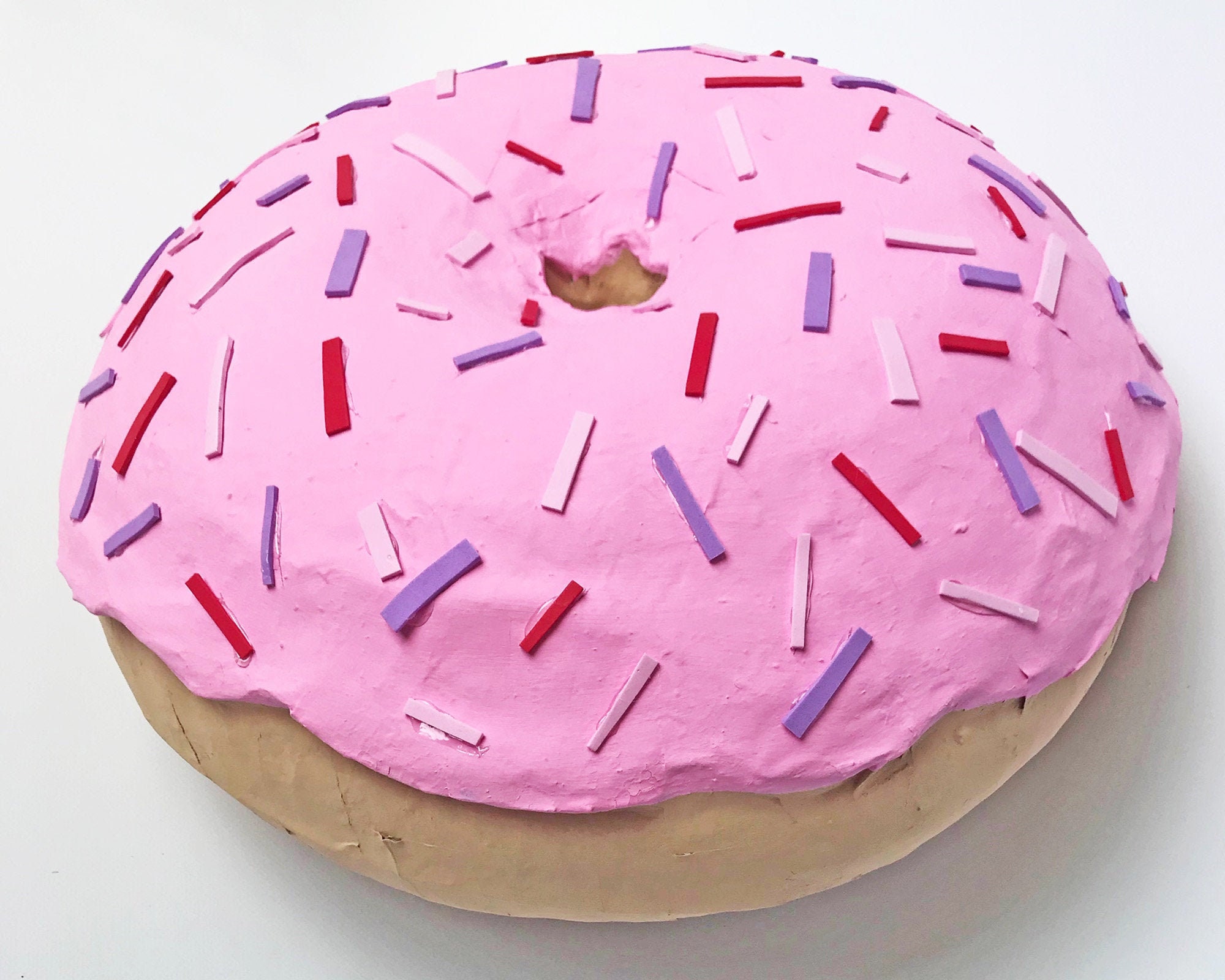Donut Piñata With Strings 12 Inch Small Doughnut Piñata With Pink White Stick Blindfold Confetti For Boy Girl Donut Grow Up Birthday Party