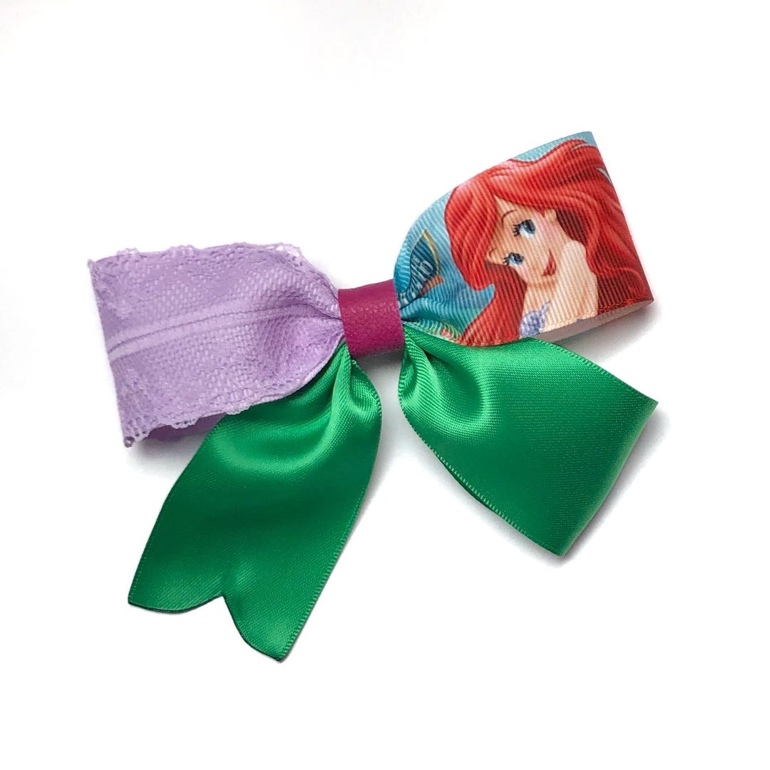 Princess Ariel Little Mermaid Inspired Ribbon Large Bow Alligator Hair ...