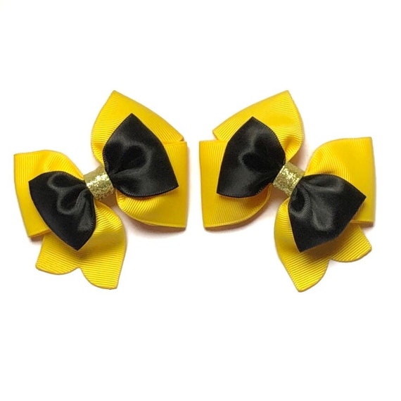 Emma Wiggle Inspired Yellow Black Hair Ribbon Bow Alligator Etsy