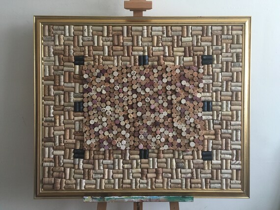 Large Mixed Pattern Cork Board In Vintage Gold Frame 32 5 X 38