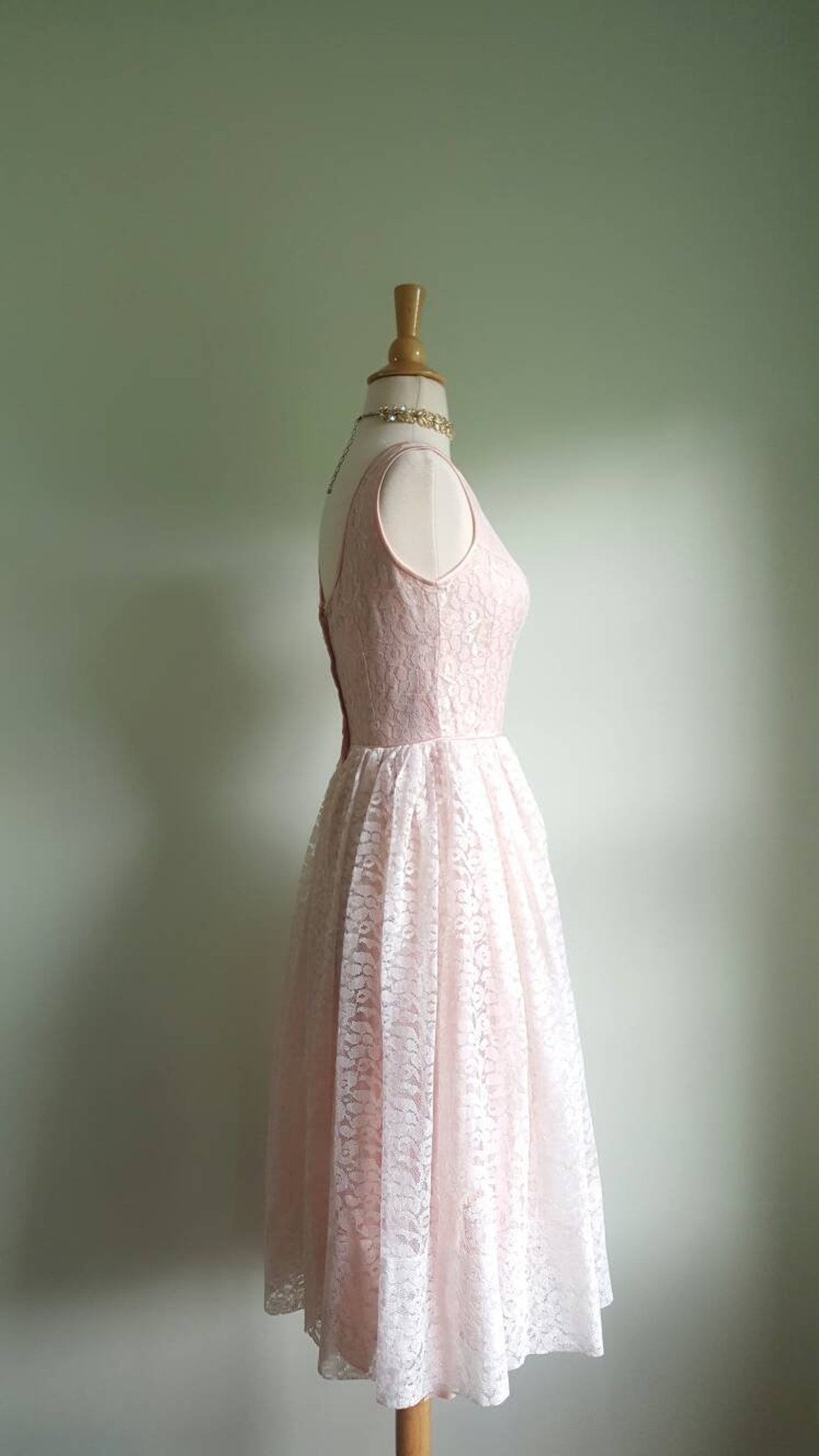 Vintage 1950s 1960s pastel blush pink lace dress princess | Etsy