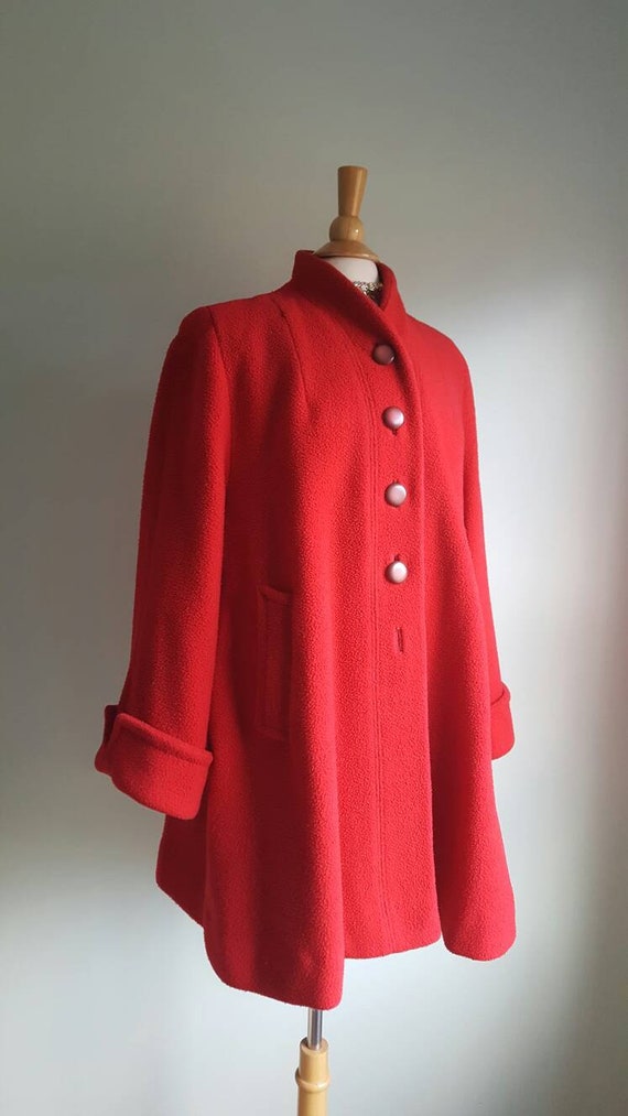 Vintage late 1940s early 1950s bright red nubby w… - image 4