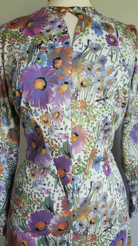 Vintage 1970s long floral maxi dress, long sleeve… - image 5