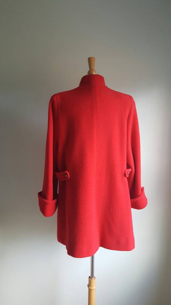 Vintage late 1940s early 1950s bright red nubby w… - image 7