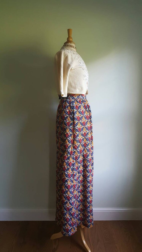 Vintage 1960s 1970s patchwork quilted maxi skirt,… - image 5