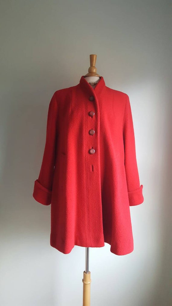 Vintage late 1940s early 1950s bright red nubby w… - image 10