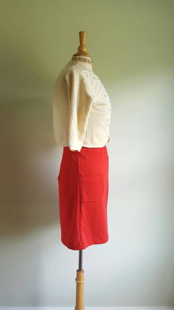 Vintage 1960s 1970s does 1940s red high waisted s… - image 5