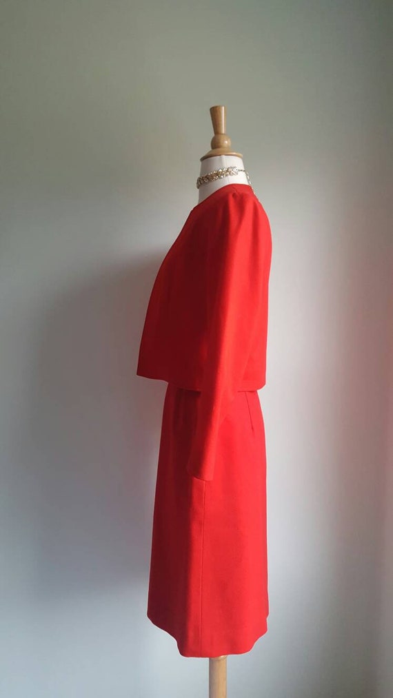 Vintage 1990s does 1960s red Pendleton wool dress… - image 5