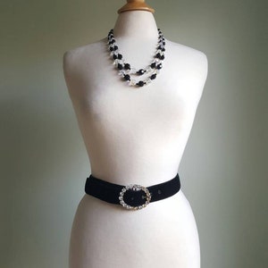 Vintage 1960s does 1920s 1930s jewel buckle black velvet belt, formal, cocktail, special occasion, dress, diamond look image 10