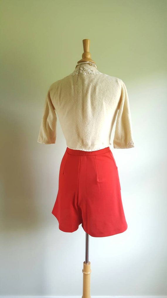 Vintage 1960s 1970s does 1940s red high waisted s… - image 6