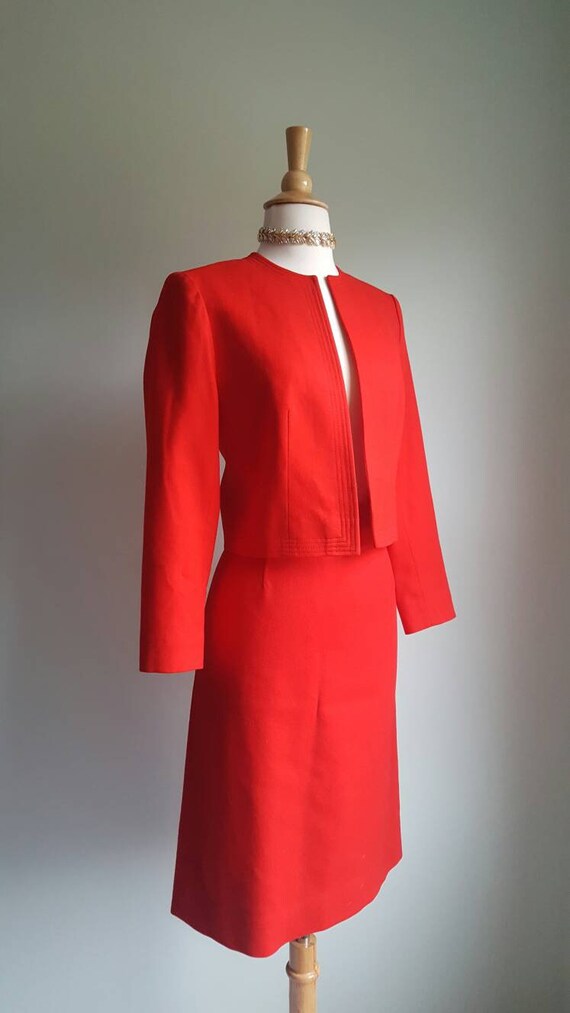 Vintage 1990s does 1960s red Pendleton wool dress… - image 7