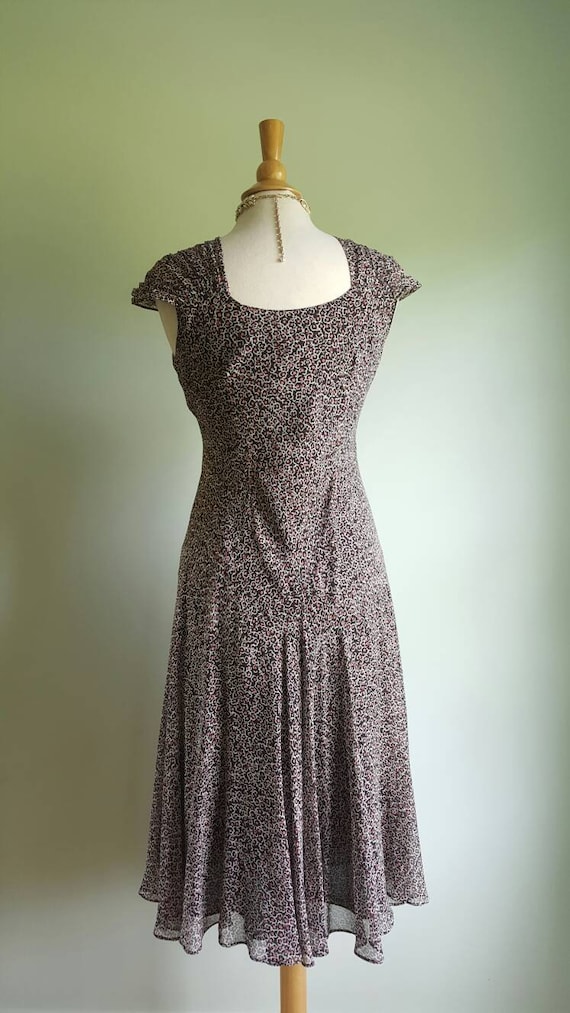Vintage 1990s does 1930s pure silk floral dress, … - image 9