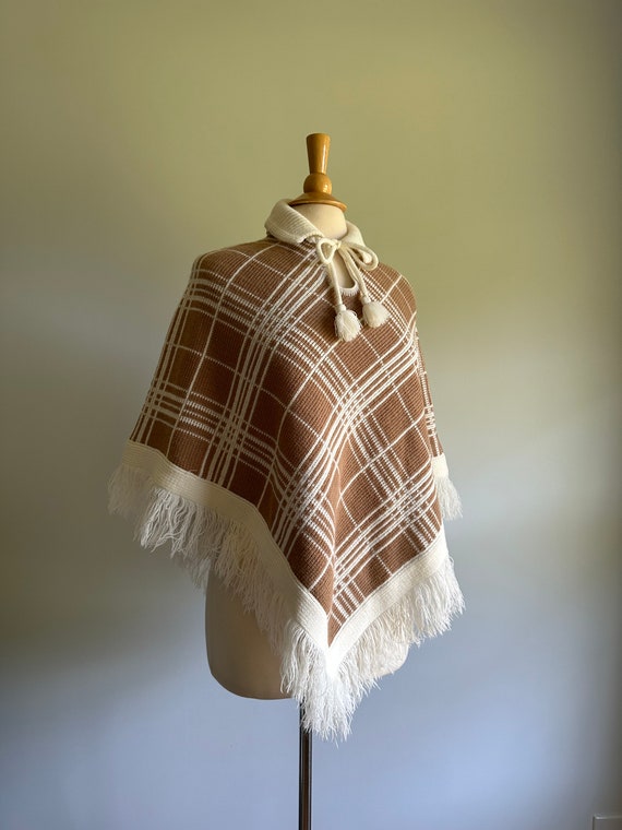 Vintage 1960s 1970s tan brown and cream argyle pl… - image 7