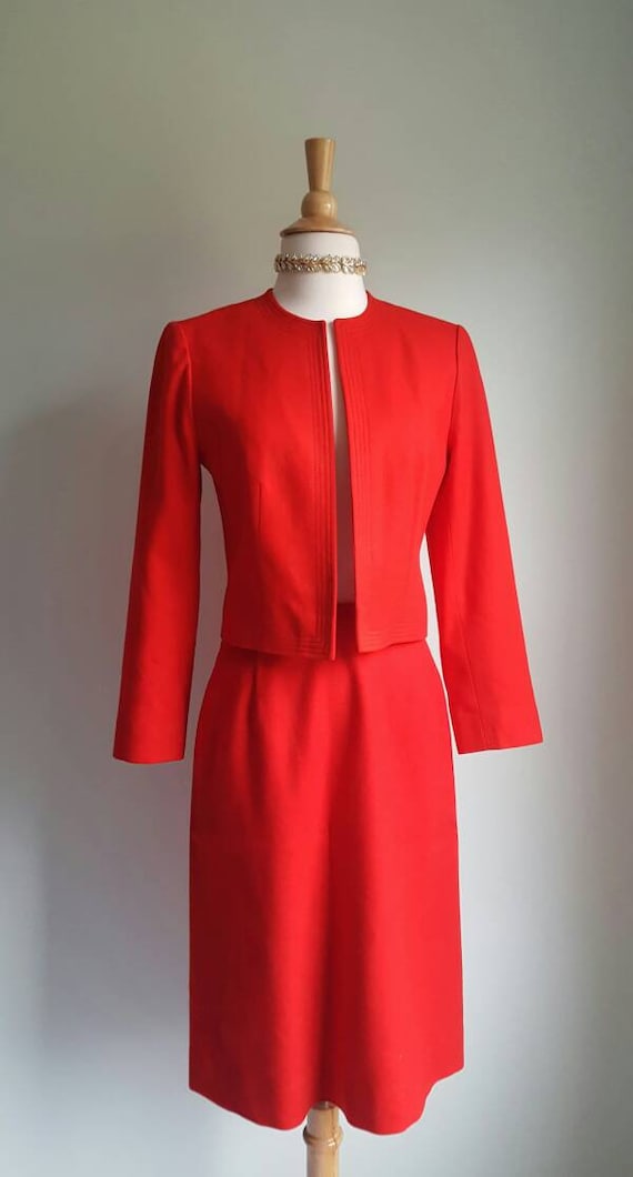 Vintage 1990s does 1960s red Pendleton wool dress… - image 2