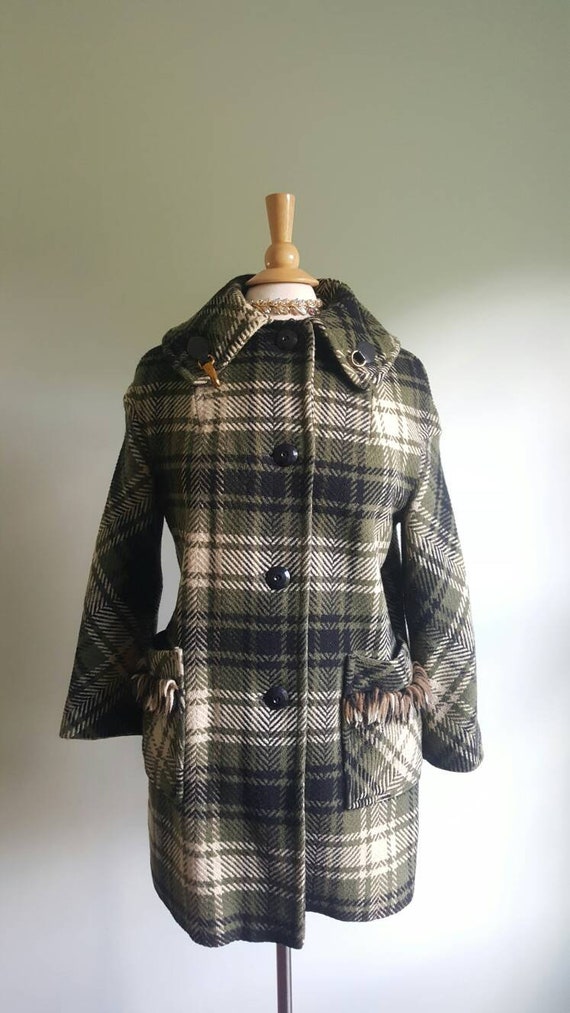 Vintage 1950s 1960s olive green,  black and cream… - image 10