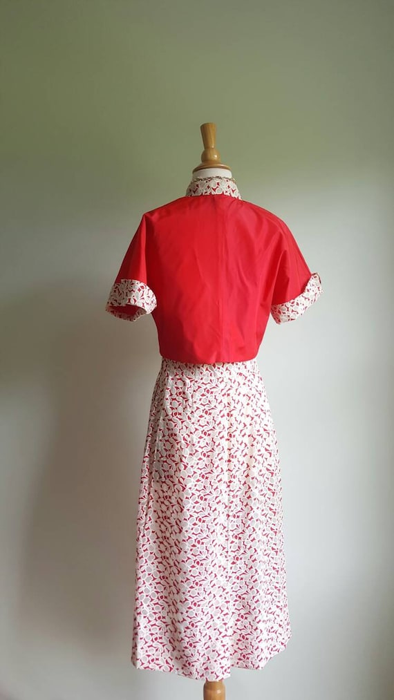 Vintage 1930s 1940s halter dress and jacket suit, red - Gem