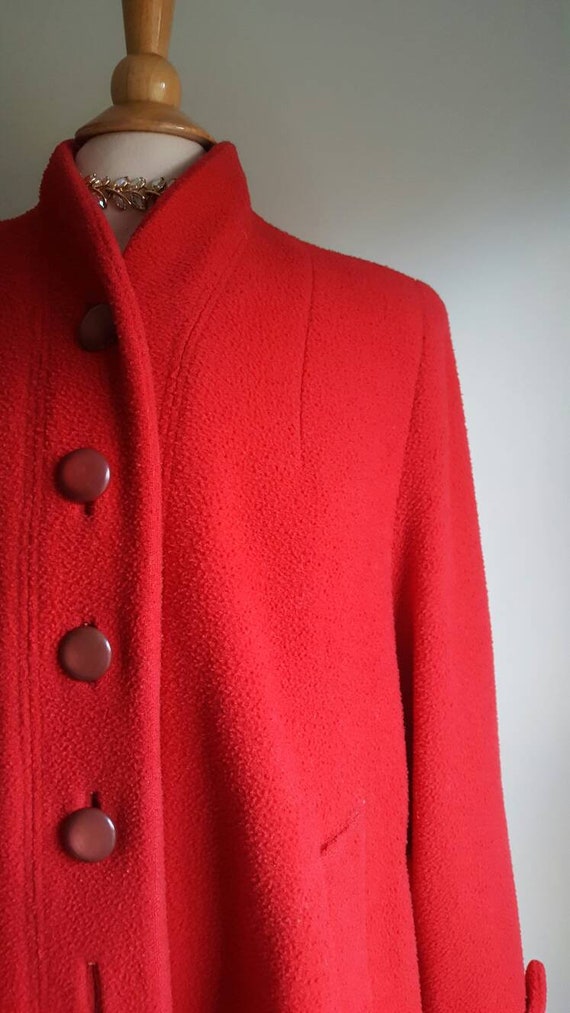 Vintage late 1940s early 1950s bright red nubby w… - image 2