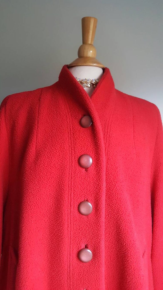 Vintage late 1940s early 1950s bright red nubby w… - image 3