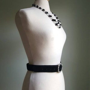 Vintage 1960s does 1920s 1930s jewel buckle black velvet belt, formal, cocktail, special occasion, dress, diamond look image 8