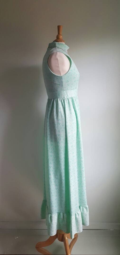 Vintage 1960s 1970s Mint Green Long Dress High Necked - Etsy