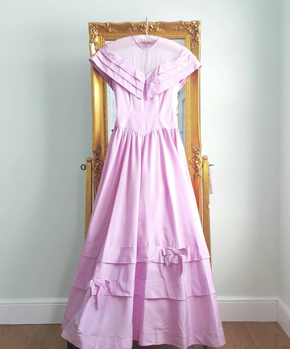 Vintage 1940s pale lavender dusty lilac taffeta l… - image 10