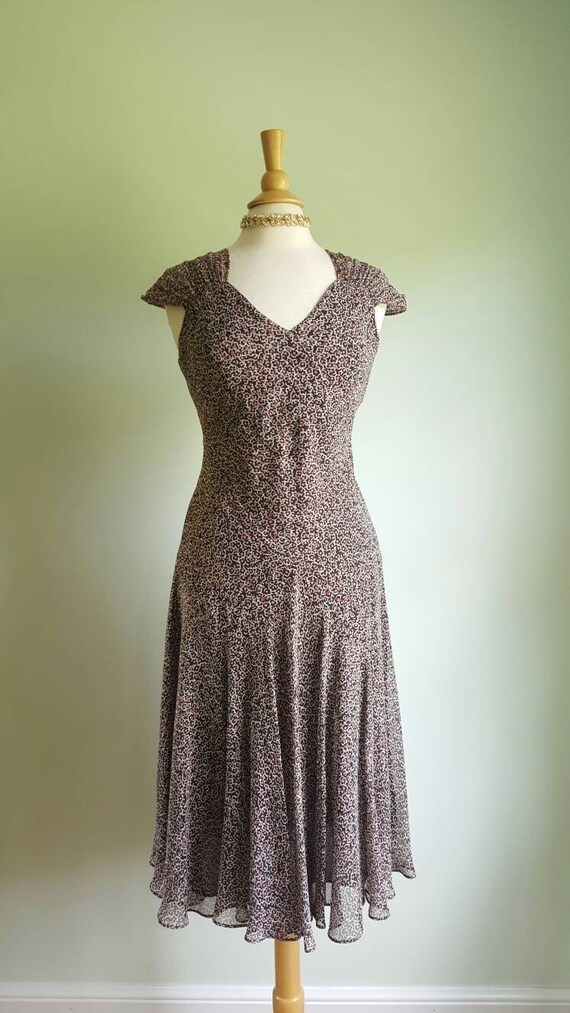 Vintage 1990s does 1930s pure silk floral dress, … - image 10