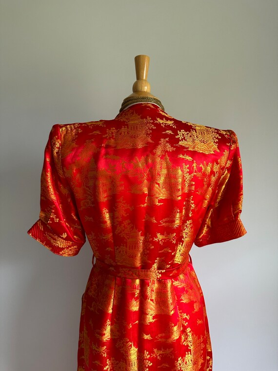 Semi antique vintage 1930s 1940s red and gold sil… - image 4