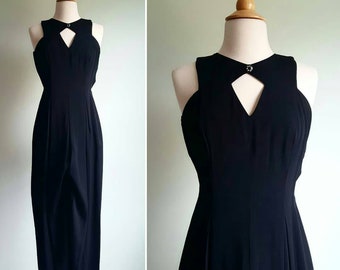 Vintage 1990s does 1940s jumpsuit, one-piece dress romper; diamond cut-outs sparkly buttons, wide-leg trousers, pants. Party formal cocktail