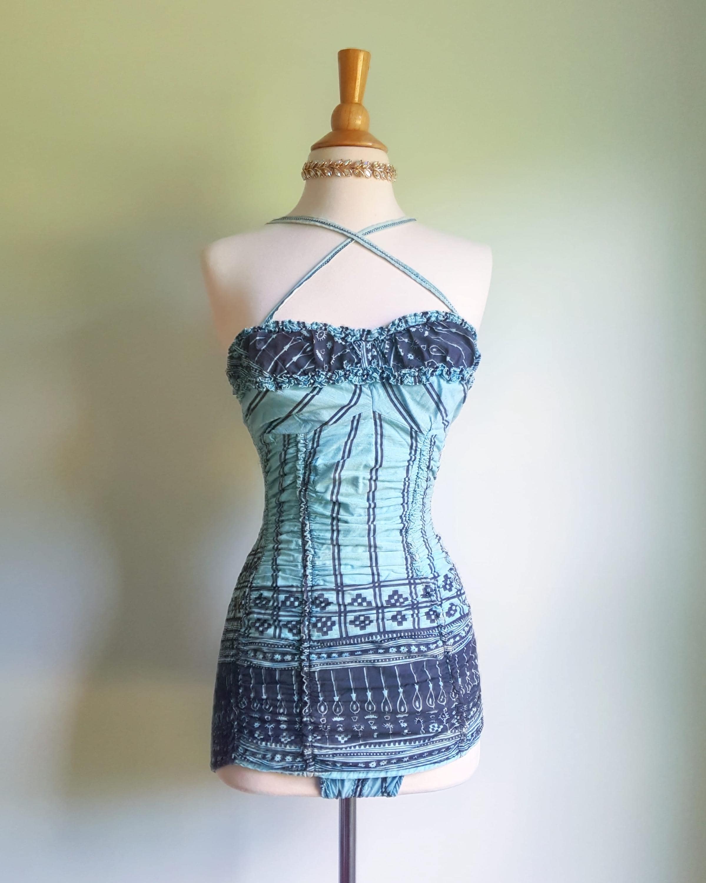 Vintage 1950s Jantzen One Piece Swim Suit, Swim Wear, Blue and
