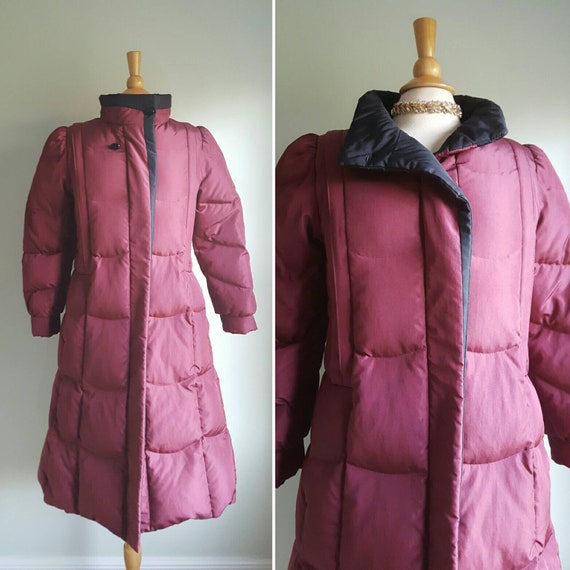 Vintage 1980s does 1940s mulberry wine down puffer co… - Gem