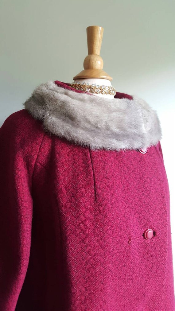 Vintage 1950s 50s deep magenta red purple wool sw… - image 4