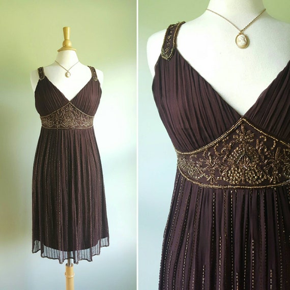 Vintage 1990s does 1920s 1930s chocolate brown si… - image 1