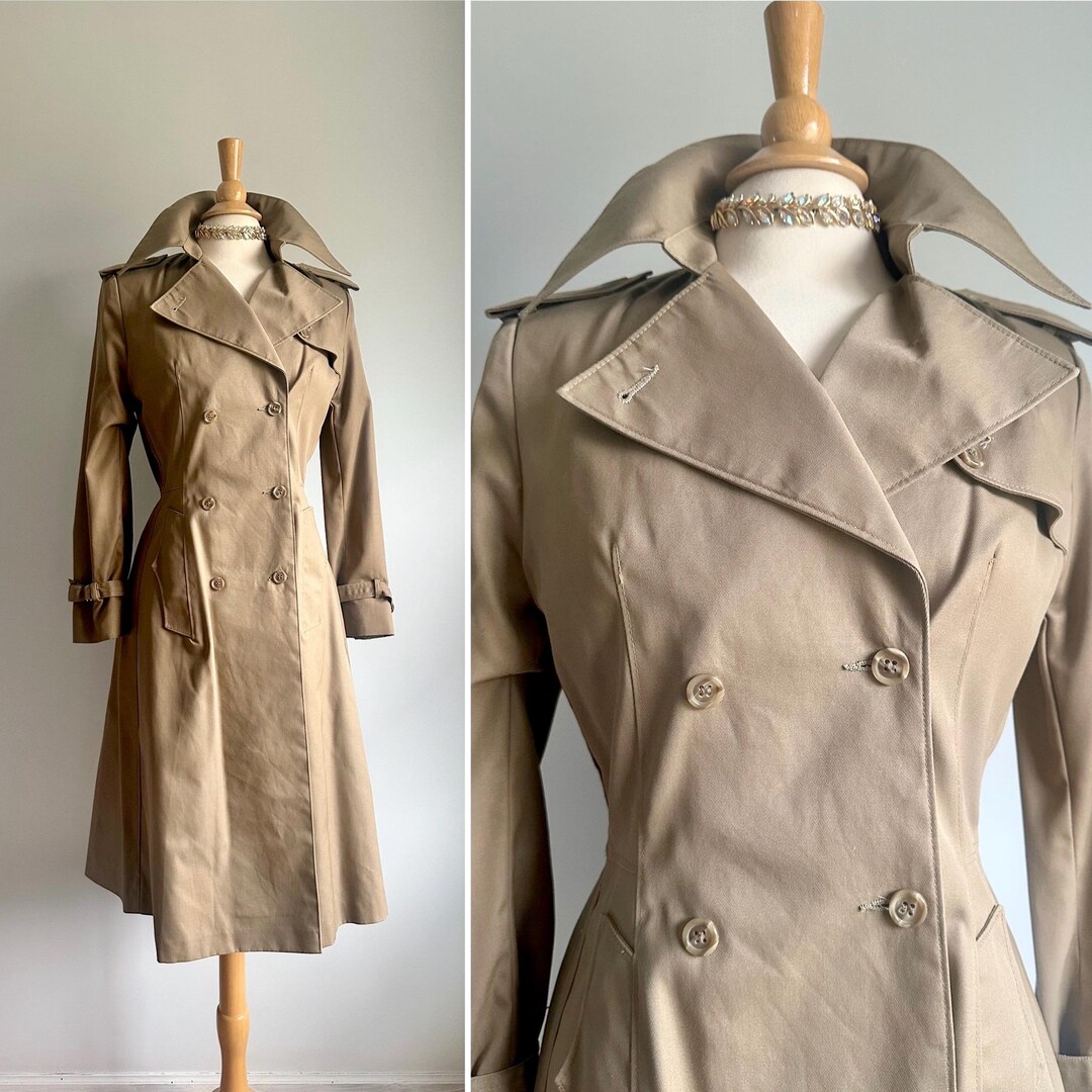 Spring Khaki Vintage Spring Khaki Tan Taupe Trench Coat, Dress or Casual - Etsy