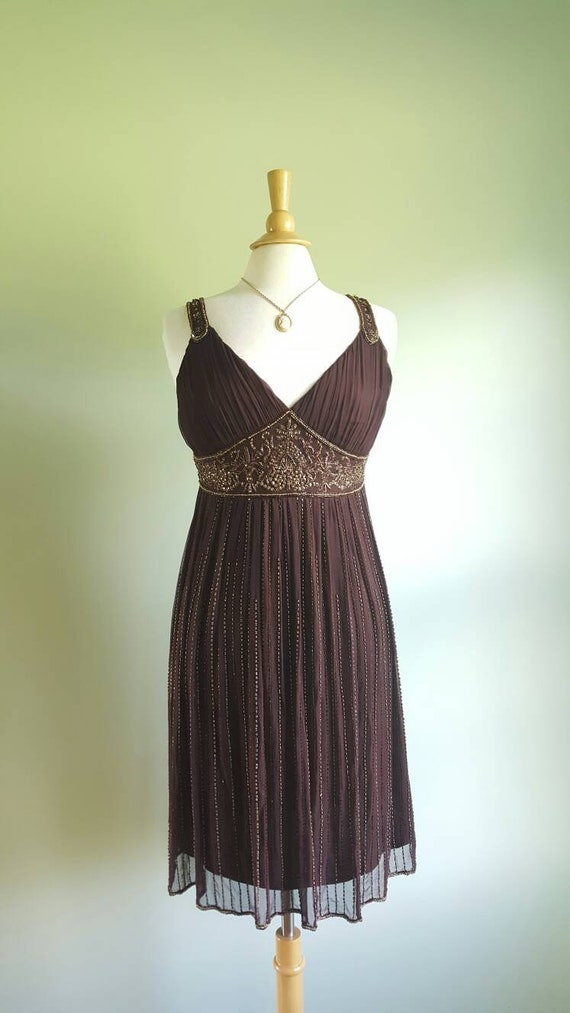 Vintage 1990s does 1920s 1930s chocolate brown si… - image 2