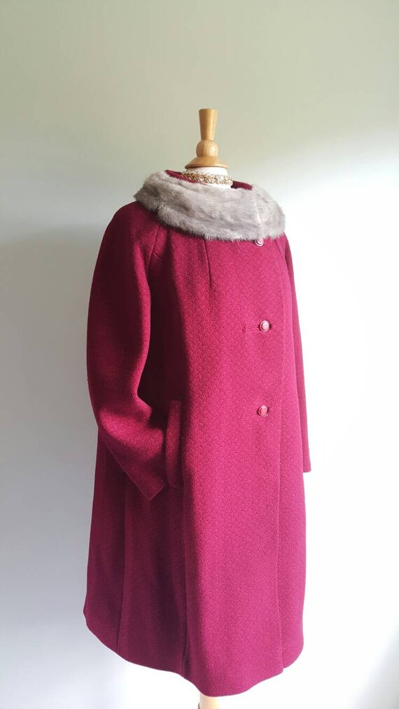 Vintage 1950s 50s deep magenta red purple wool sw… - image 5